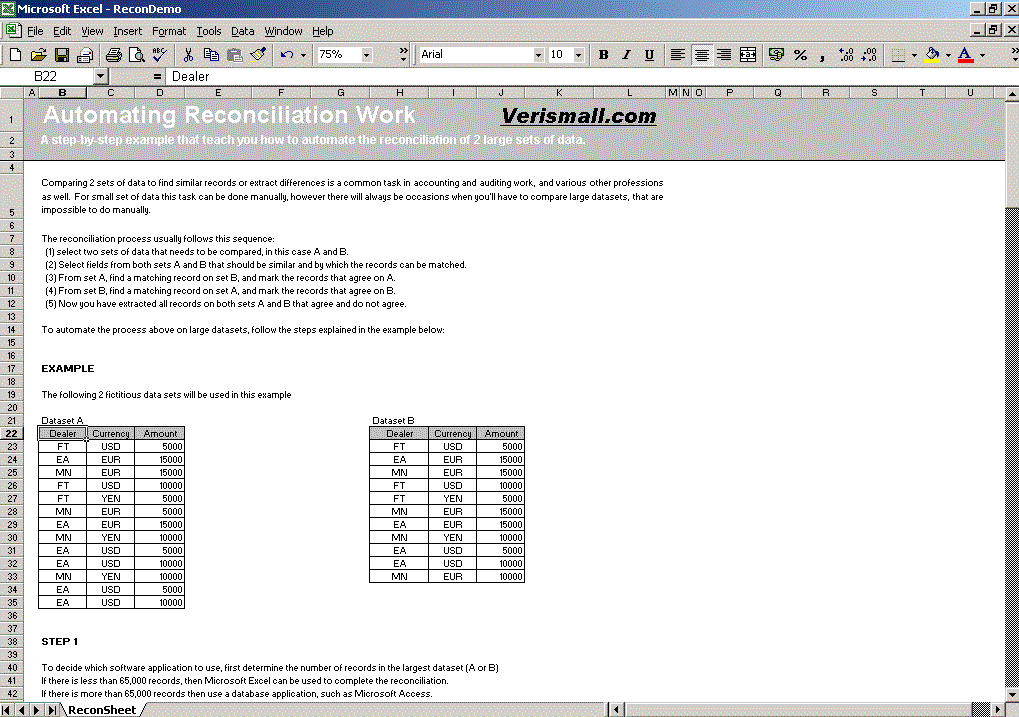 Automating Reconciliations Spreadsheet