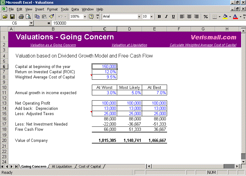 Business Valuation Spreadsheet