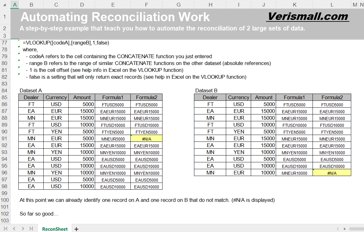 Automating Reconciliations Spreadsheet