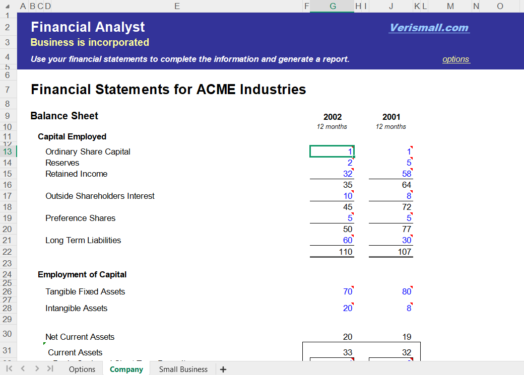 Financial Analysis Spreadsheet Template