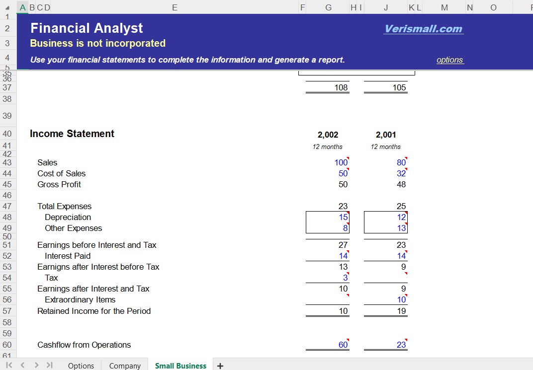 Financial Analysis Spreadsheet Template