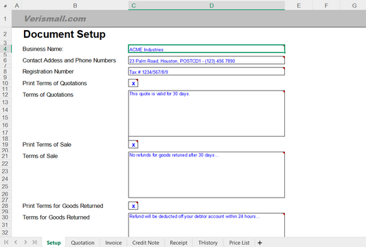 Tax Invoice Template Spreadsheet